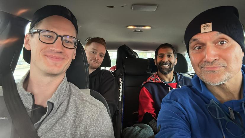 Stephen, Graham, Samir and Carl on the way to Sheffield